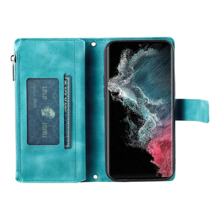 Style 006 For Samsung Galaxy S25 Ultra Wallet Case PU Leather Phone Cover Mandala Flower Pattern - Mint Green - 2