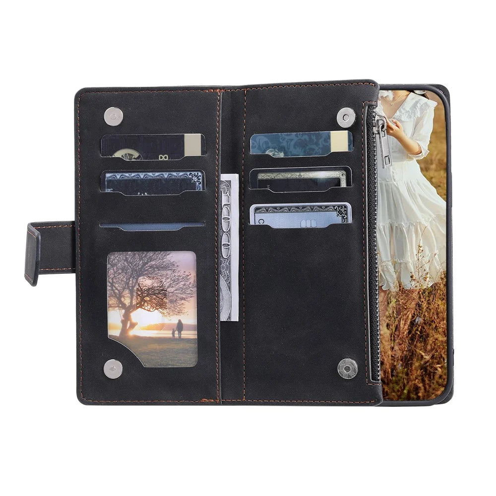 Style 005 For Samsung Galaxy S25 Ultra Wallet Case Rhombus Stitching Line PU Leather Phone Cover - Black - 2