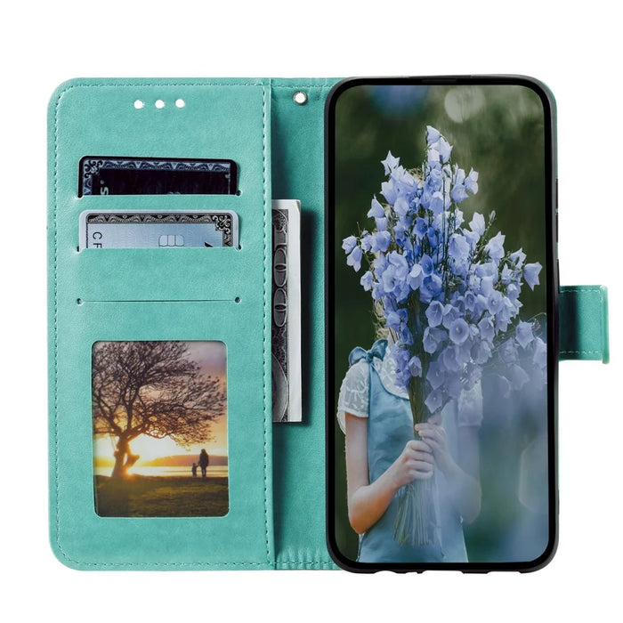 For Samsung Galaxy S25 Ultra Case Imprinted Totem PU Leather Wallet Stand Phone Cover - Mint Green - 2