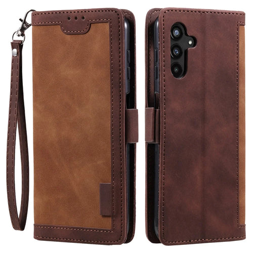 For Samsung Galaxy S25 Wallet Case RFID Blocking Stand Leather Phone Cover - Brown - 1