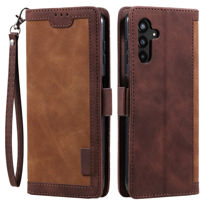 For Samsung Galaxy S25+ Wallet Case RFID Blocking Stand Leather Phone Cover - Brown - 1