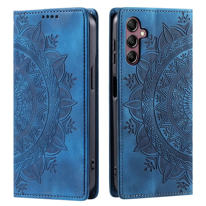 Style 010 For Samsung Galaxy S25+ Case Mandala Pattern Magnetic Closing Leather Phone Cover - Blue - 1