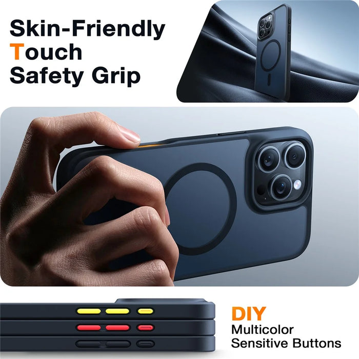 TORRAS Guardian-Mag Series For iPhone 16 Pro Case Compatible with MagSafe Skin-Touch Matte PC+TPU Phone Cover - Black - 5