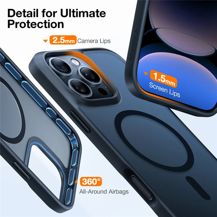 TORRAS Guardian-Mag Series For iPhone 16 Pro Case Compatible with MagSafe Skin-Touch Matte PC+TPU Phone Cover - Black - 6