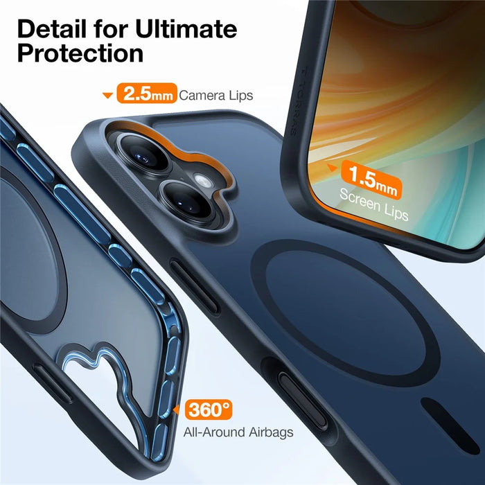 TORRAS Guardian-Mag Series For iPhone 16 Plus Case Compatible with MagSafe Skin-Touch Matte PC+TPU Phone Cover - Black - 6