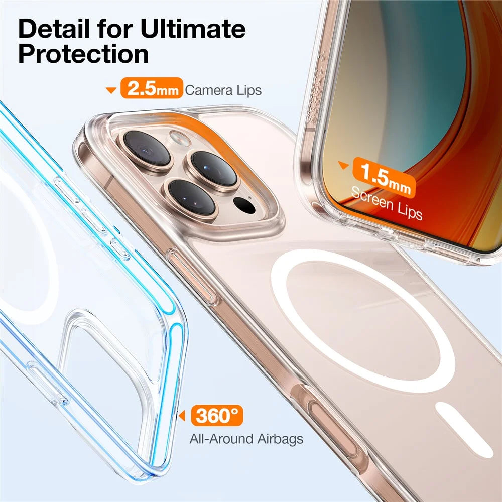 TORRAS Guardian-Mag Series For iPhone 16 Pro Max Case Compatible with MagSafe TPU Phone Cover - Transparent - 6