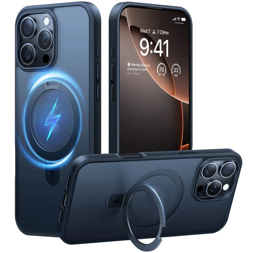 TORRAS Ostand Q1 Guardian Series for iPhone 16 Pro Max Case Compatible with MagSafe Kickstand TPU+PC Phone Cover - Black - 1