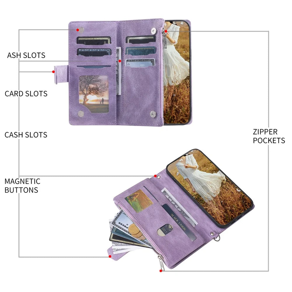 Style 005 For Samsung Galaxy S25+ Wallet Case Rhombus PU Leather Zipper Phone Cover - Purple - 2