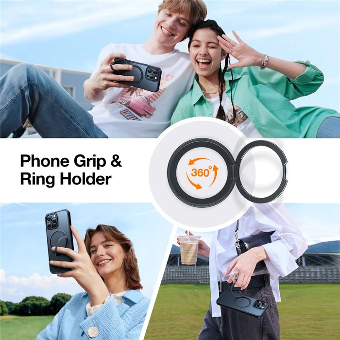 TORRAS Ostand O1 Guardian Series for iPhone 16 Pro Max Case Rotating Kickstand TPU+PC Phone Cover Compatible with MagSafe - Black - 5