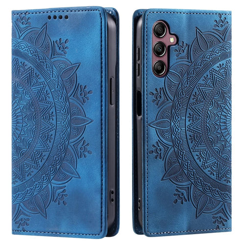 Style 010 For Samsung Galaxy S25 Case Mandala Pattern Magnetic Closing Leather Phone Cover - Blue - 1