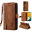 For Samsung Galaxy S25 Case PU Leather Phone Cover with Zipper Wallet 9 Card Slots - Brown - 1