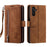 For Samsung Galaxy S25 Case PU Leather Phone Cover with Zipper Wallet 9 Card Slots - Brown - 7