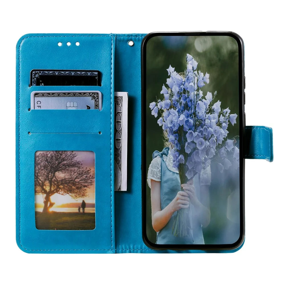 For Samsung Galaxy S25 Case Imprinted Totem PU Leather Wallet Stand Phone Cover - Blue - 2
