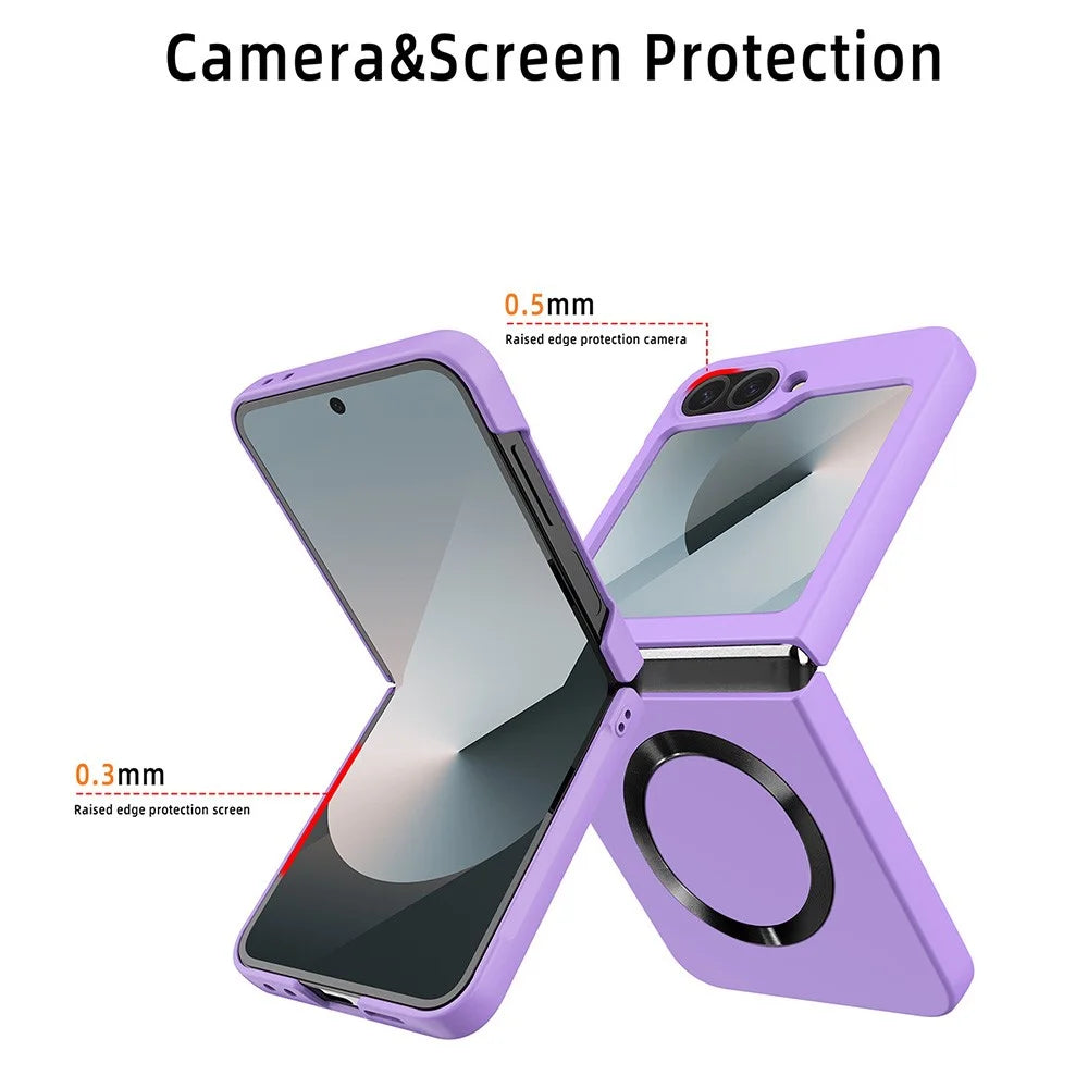 For Samsung Galaxy Z Flip7 FE 5G / Z Flip6 5G Magnetic Case CD Vein Skin-Touch PC Phone Cover with Screen / Lens Film - Black - 4