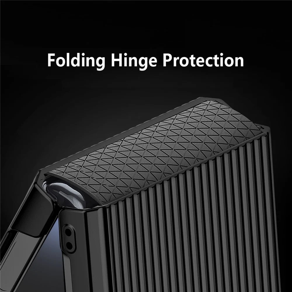For Samsung Galaxy Z Flip7 FE 5G / Z Flip6 5G Case Stripes Style Hard PC Phone Cover with Screen / Lens Film - Black - 4