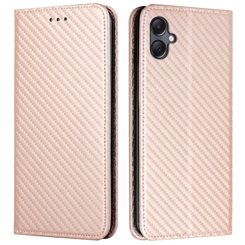 For Samsung Galaxy A06 4G Case Leather Flip Phone Cover Stand Strong Magnetic Closure - Rose Gold - 1