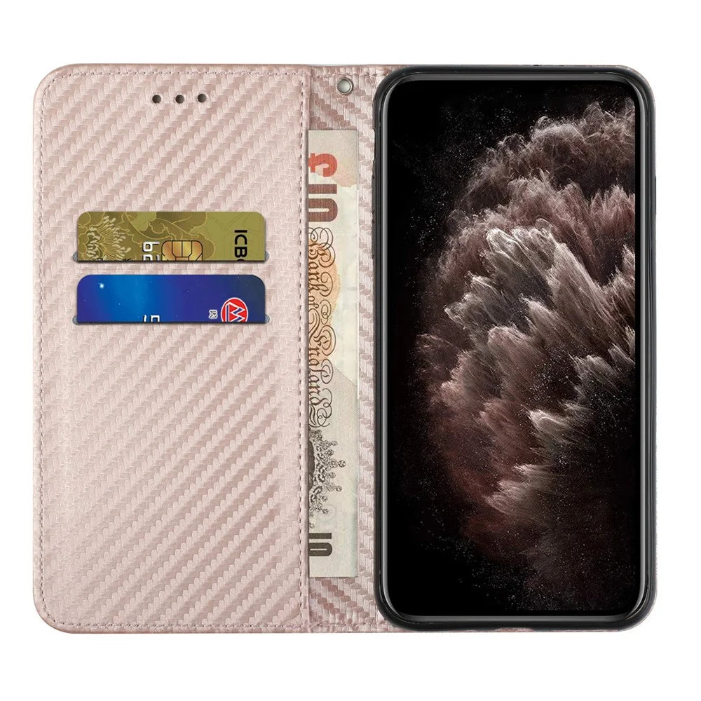 For Samsung Galaxy A06 4G Case Leather Flip Phone Cover Stand Strong Magnetic Closure - Rose Gold - 2