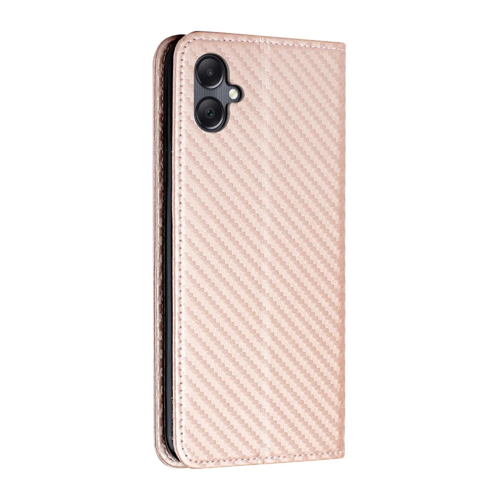 For Samsung Galaxy A06 4G Case Leather Flip Phone Cover Stand Strong Magnetic Closure - Rose Gold - 7