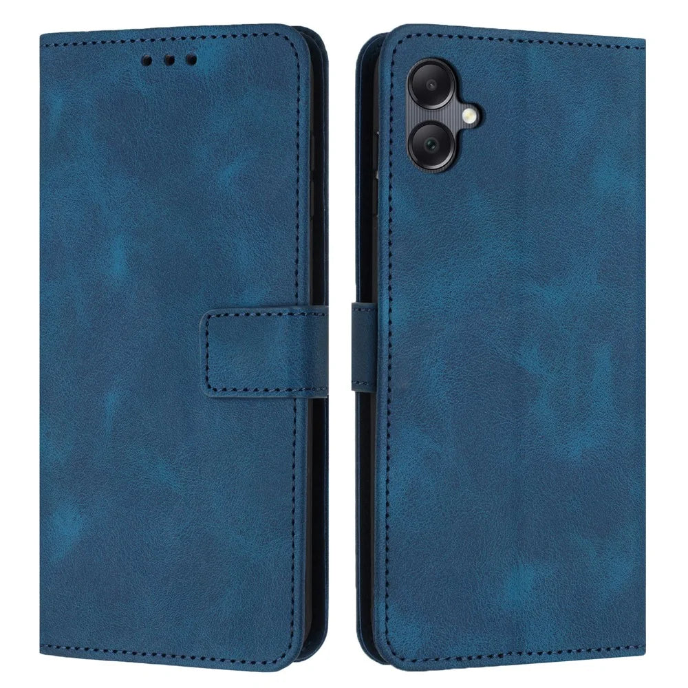 For Samsung Galaxy A06 4G Leather Case Solid Color Wallet Protective Phone Cover - Blue - 1