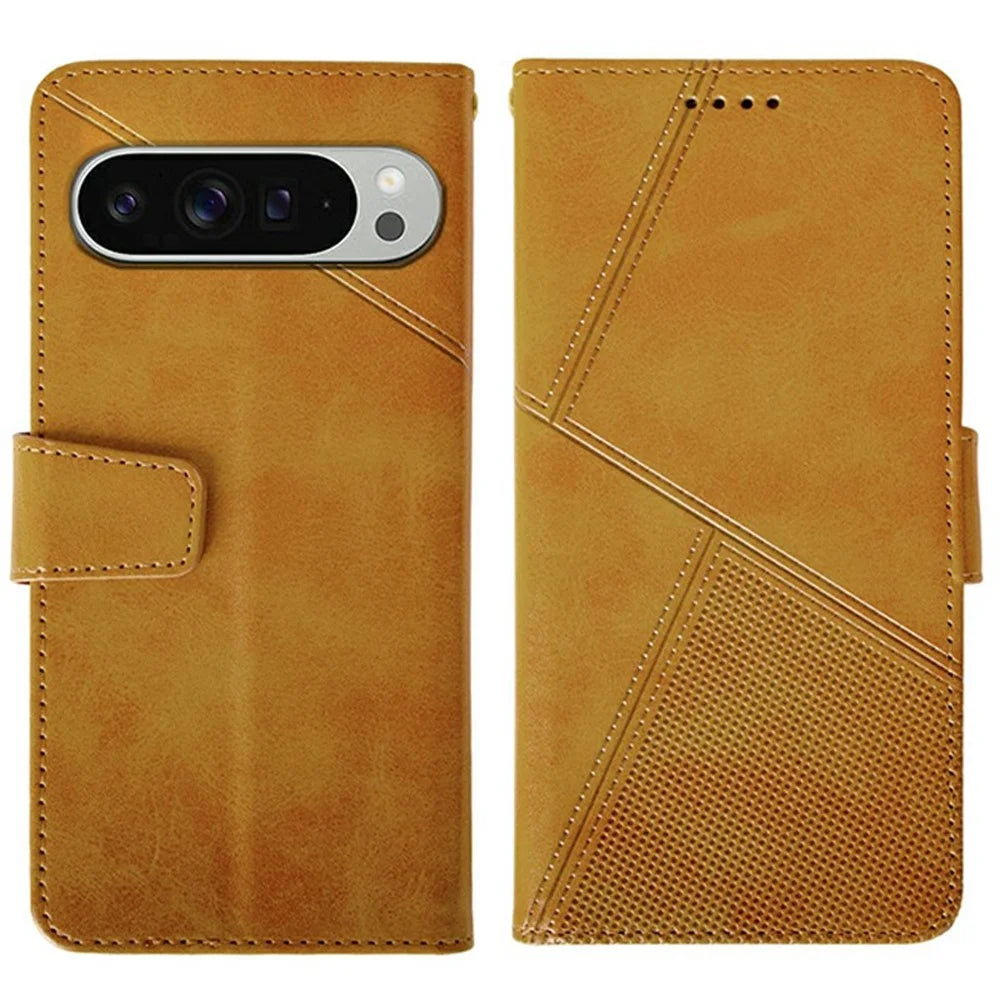 IDEWEI For Google Pixel 9 Pro XL Wallet Phone Case Calf Texture Stand Leather Cover - Orange - 1