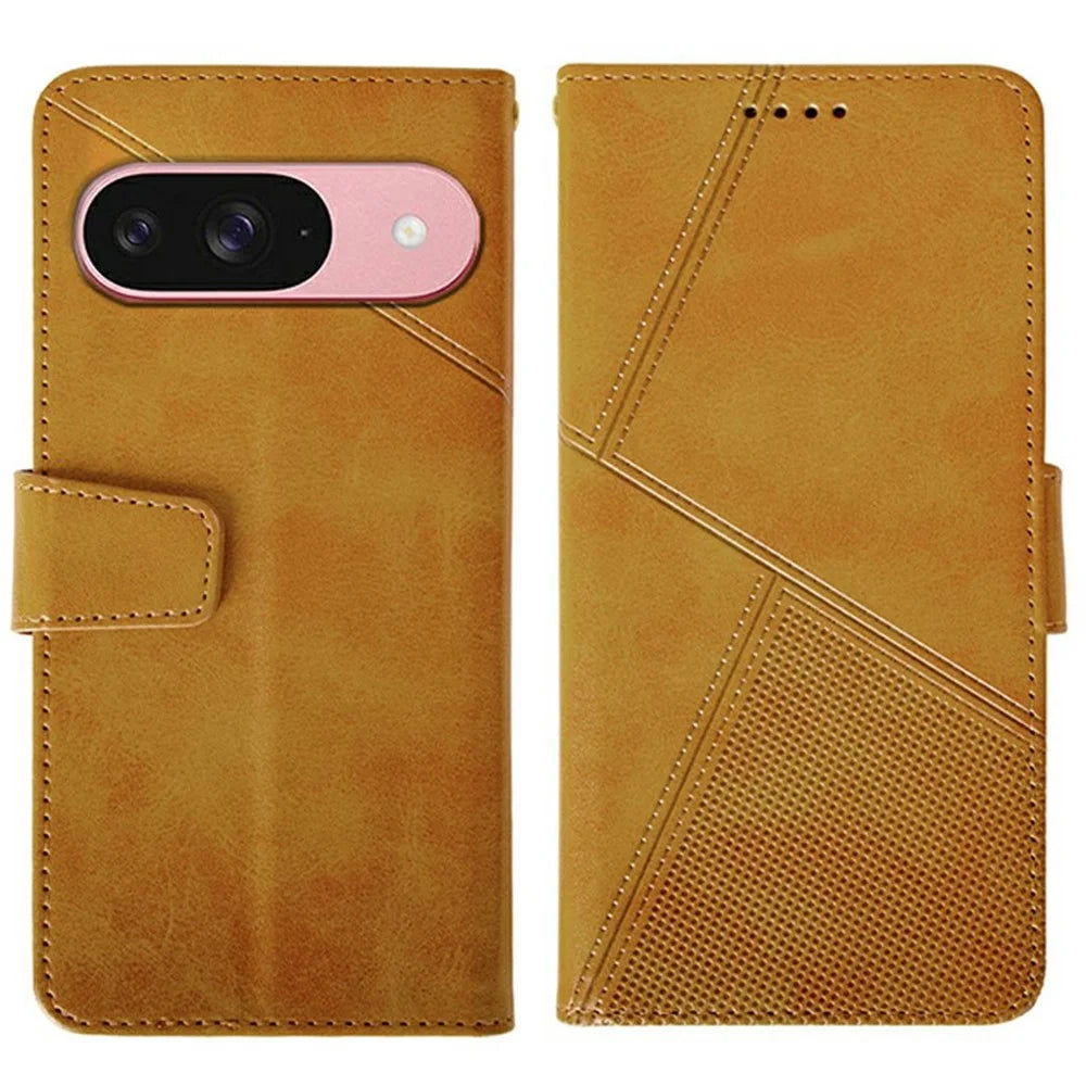 IDEWEI For Google Pixel 9 / 9 Pro Wallet Phone Case Calf Texture Stand Leather Cover - Orange - 1