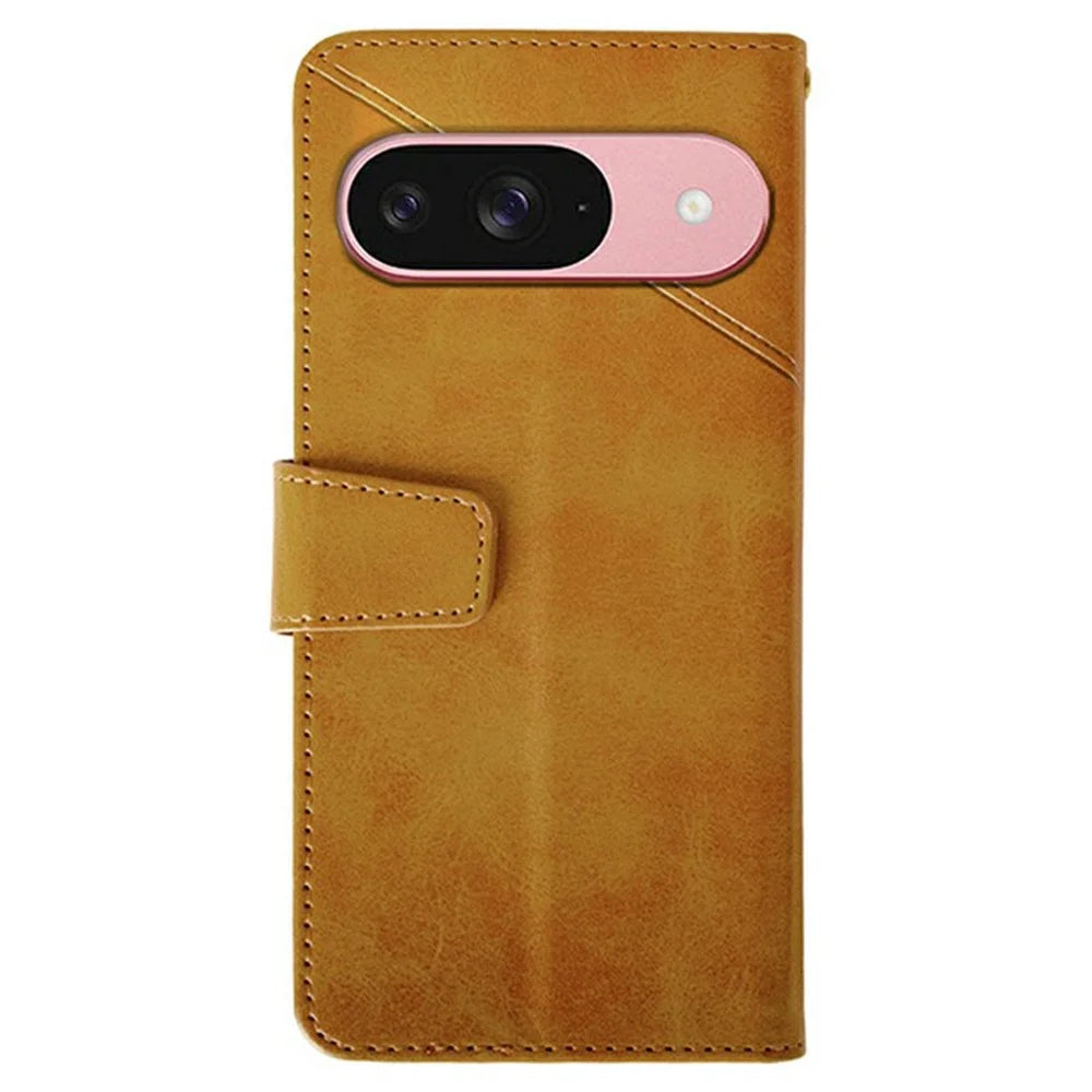 IDEWEI For Google Pixel 9 / 9 Pro Wallet Phone Case Calf Texture Stand Leather Cover - Orange - 5