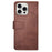 IDEWEI For iPhone 16 Pro Case Leather Wallet Phone Cover Stand Calf Texture - Coffee - 5