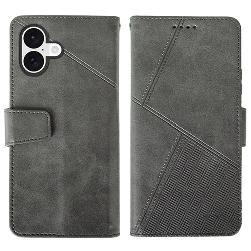 IDEWEI For iPhone 16 Plus Case Leather Wallet Phone Cover Stand Calf Texture - Grey - 1