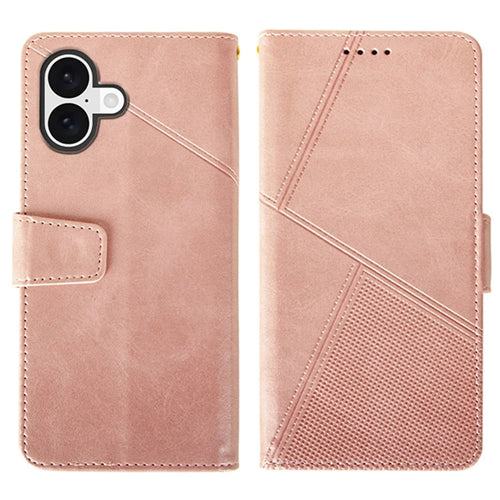 IDEWEI For iPhone 16 Case Leather Wallet Phone Cover Stand Calf Texture - Pink - 1