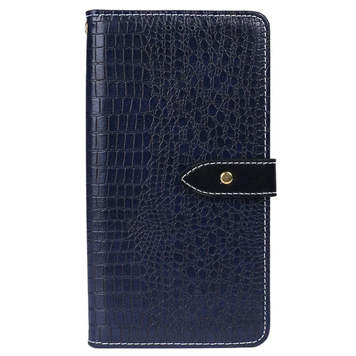 IDEWEI For iPhone 16 Pro Case Crocodile Texture PU Leather Flip Phone Cover - Blue - 4