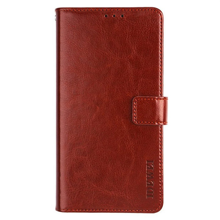 IDEWEI For iPhone 16 Pro Max Stand Case Crazy Horse Texture Leather Phone Cover - Brown - 7