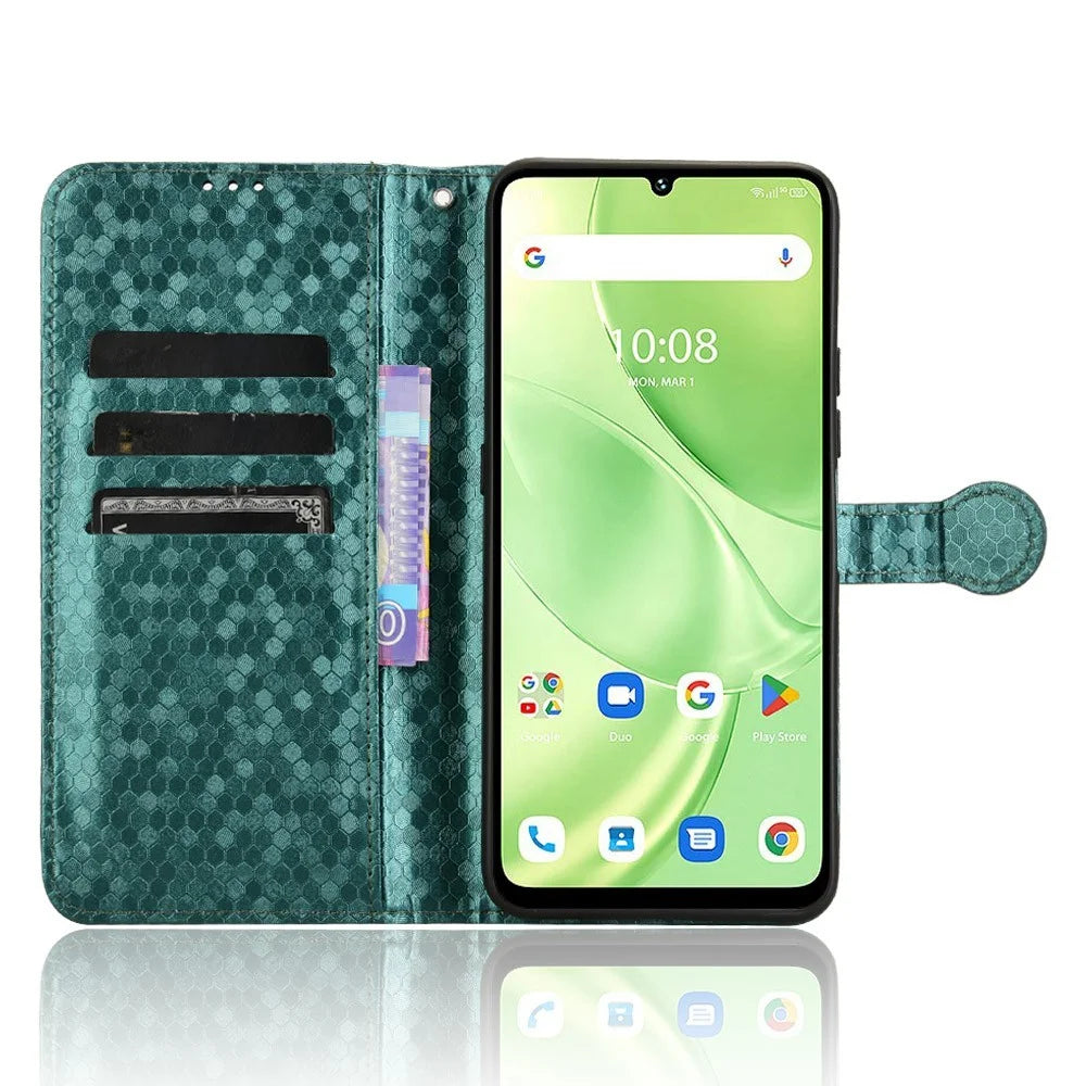For Umidigi G9 5G / Note 90 Wallet Case Dot Pattern Imprint PU Leather Phone Cover - Green - 4