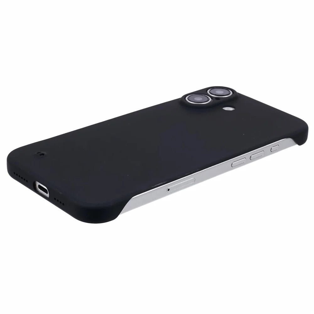 For iPhone 16 Plus Frameless Case Hard PC Slim Minimalist Phone Cover Skin-Touch - Black - 5