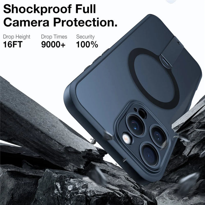 TORRAS Pstand Spin Series For iPhone 16 Pro Case Compatible with MagSafe Rotating Kickstand TPU+PC Phone Cover - Black - 5