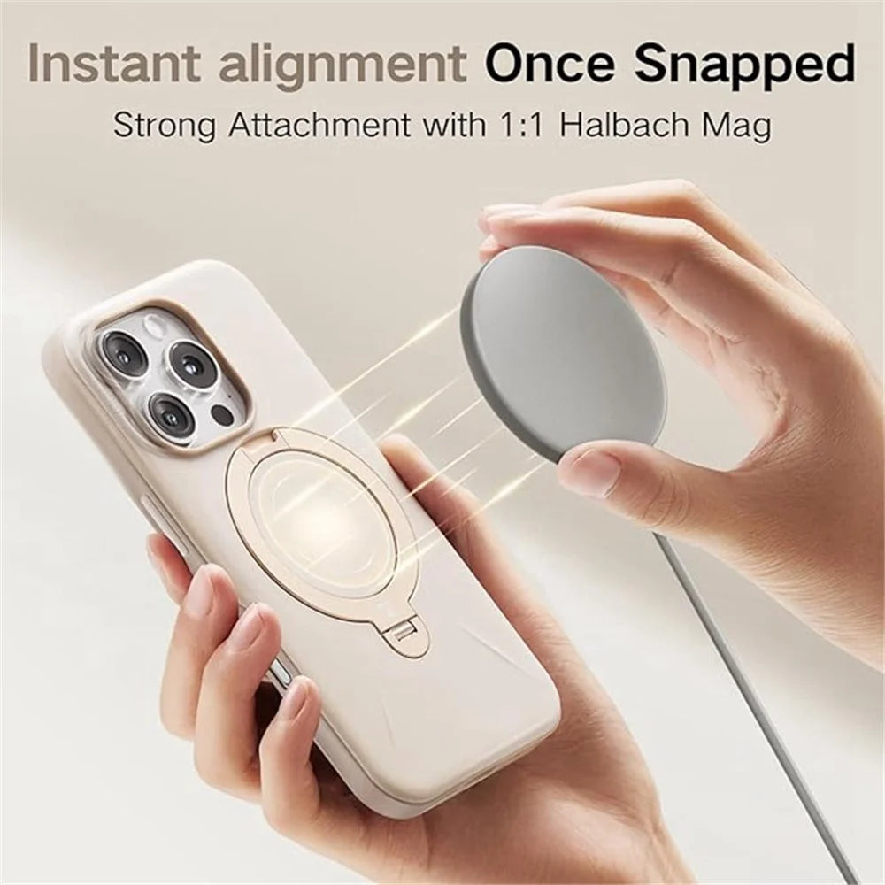 TORRAS Ostand Q3 Silicone Series For iPhone 16 Pro Case Kickstand TPU+PC Phone Cover Compatible with Magsafe - Ivory - 3