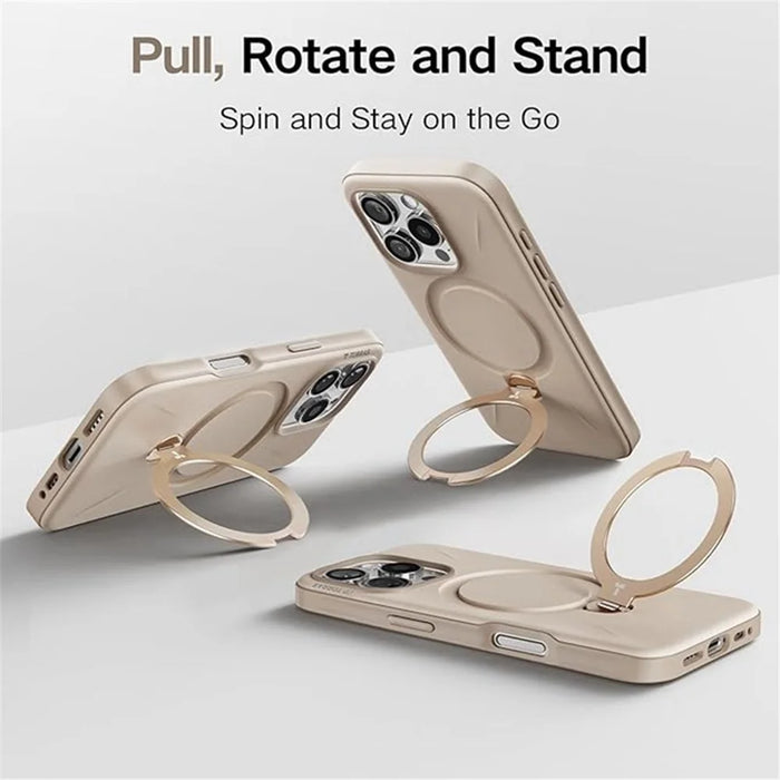 TORRAS Ostand Q3 Silicone Series For iPhone 16 Pro Case Kickstand TPU+PC Phone Cover Compatible with Magsafe - Ivory - 4