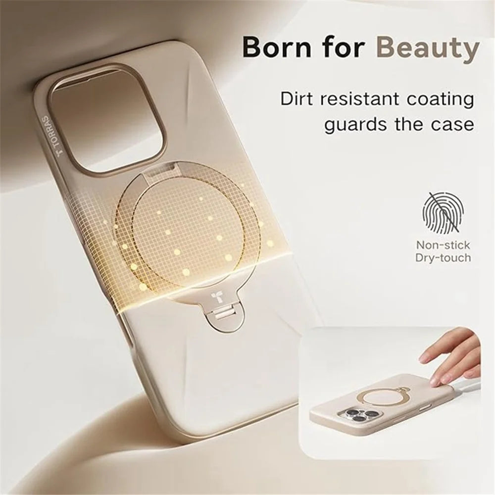 TORRAS Ostand Q3 Silicone Series For iPhone 16 Pro Case Kickstand TPU+PC Phone Cover Compatible with Magsafe - Ivory - 5