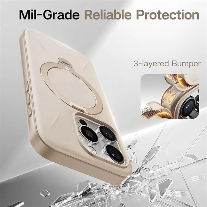 TORRAS Ostand Q3 Silicone Series For iPhone 16 Pro Case Kickstand TPU+PC Phone Cover Compatible with Magsafe - Ivory - 6