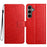 For Samsung Galaxy S25+ Leather Case with Card Slots Mandala Pattern Phone Cover Stand - Red - 1