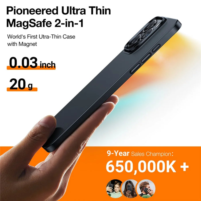 TORRAS Slimfit Mag Series For iPhone 15 Pro Max Case Compatible with MagSafe Hard PC Phone Cover Shockproof Protective Cover - Black - 2