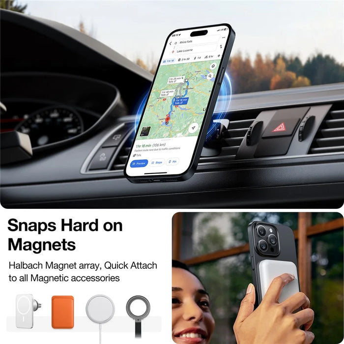 TORRAS Slimfit Mag Series For iPhone 15 Pro Max Case Compatible with MagSafe Hard PC Phone Cover Shockproof Protective Cover - Black - 5
