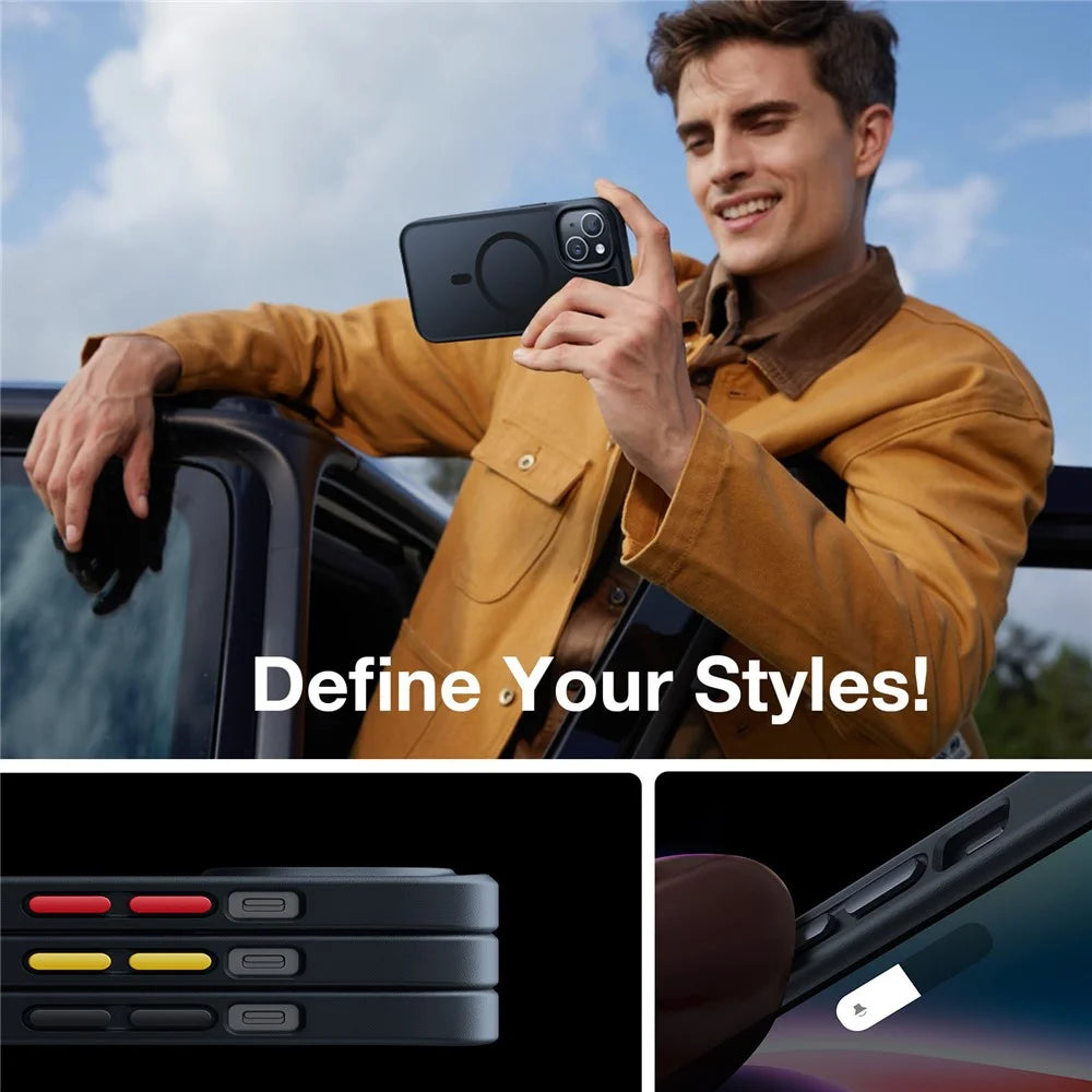 TORRAS Guardian-Mag Series For iPhone 15 Case Compatible with MagSafe Skin-Touch Matte PC+TPU Phone Cover - Black - 6