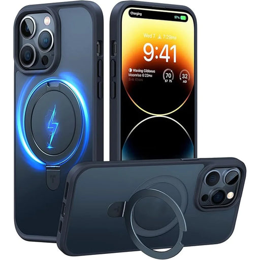 TORRAS Ostand Q1 Guardian Series for iPhone 15 Pro Max Case Compatible with MagSafe Kickstand TPU+PC Phone Cover - Black - 1
