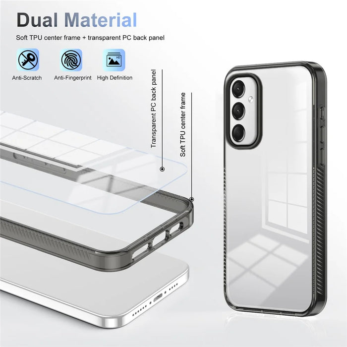 For Samsung Galaxy A16 5G / A16 4G Clear Phone Case TPU+PC Anti-Slip Drop-Proof Back Cover - Black - 3