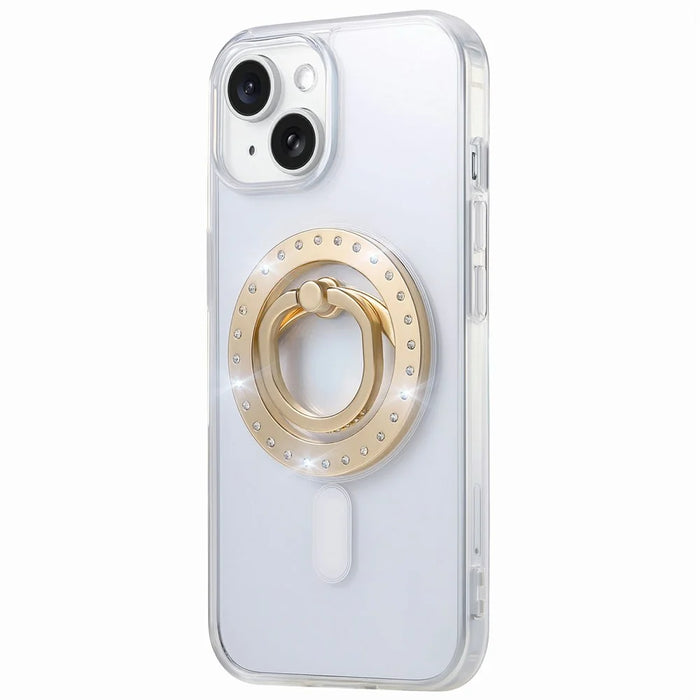 MS-02 Magnetic Phone Ring Holder 360-Degree Rotating Finger Grip Kickstand Rhinestone Decor - Gold - 2