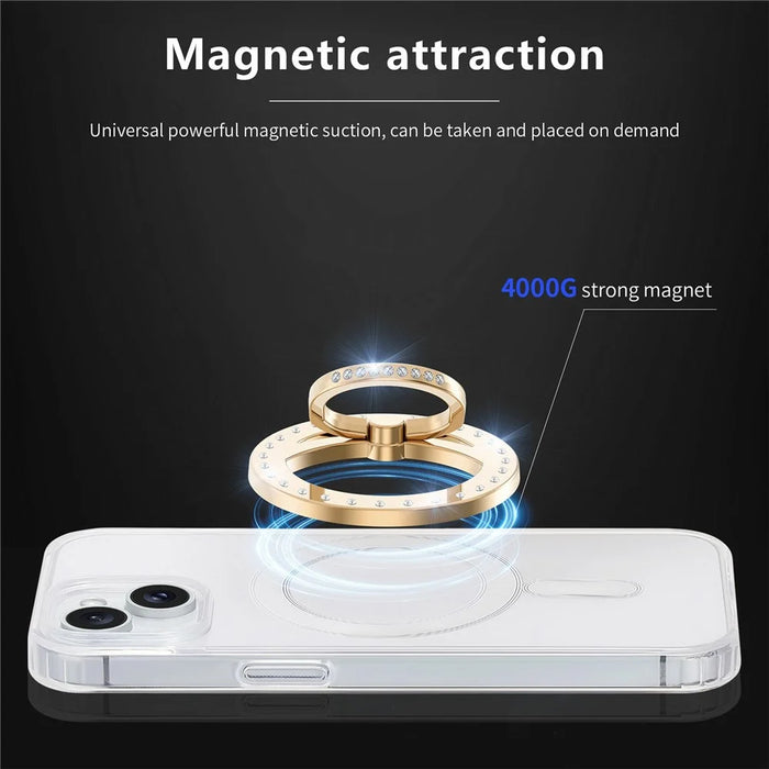 MS-02 Magnetic Phone Ring Holder 360-Degree Rotating Finger Grip Kickstand Rhinestone Decor - Gold - 3