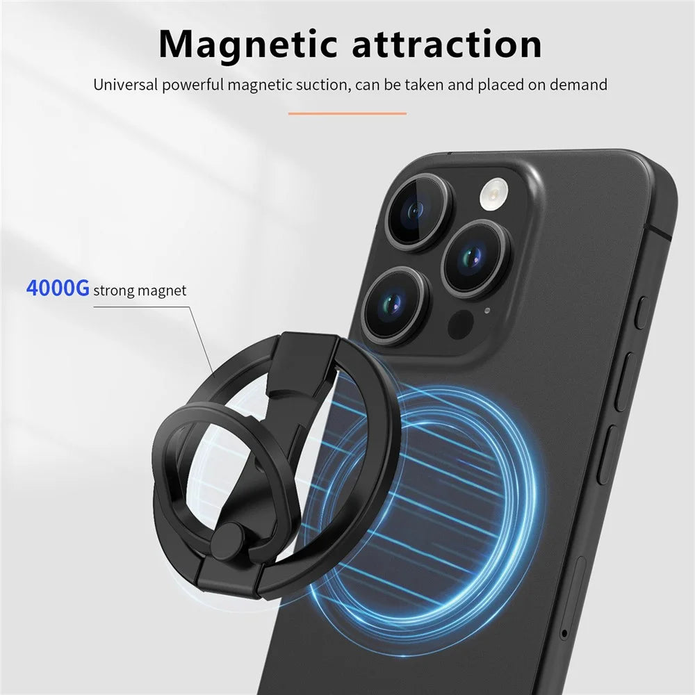 MS-01 Phone Ring Holder Magnetic Cell Phone Grip Finger Ring Kickstand - Black - 3