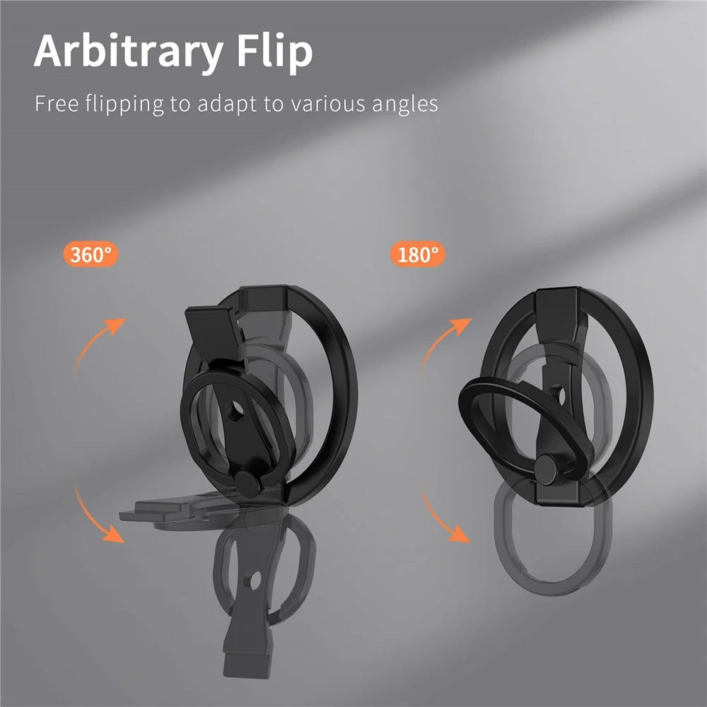 MS-01 Phone Ring Holder Magnetic Cell Phone Grip Finger Ring Kickstand - Black - 4