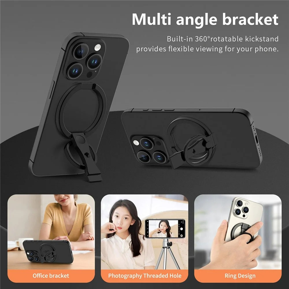 MS-01 Phone Ring Holder Magnetic Cell Phone Grip Finger Ring Kickstand - Black - 6