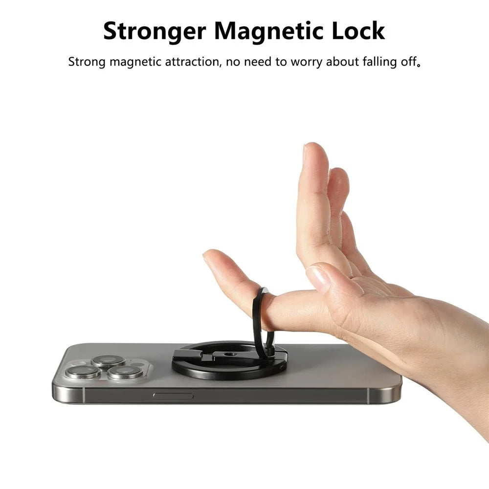MS-01 Phone Ring Holder Magnetic Cell Phone Grip Finger Ring Kickstand - Black - 7